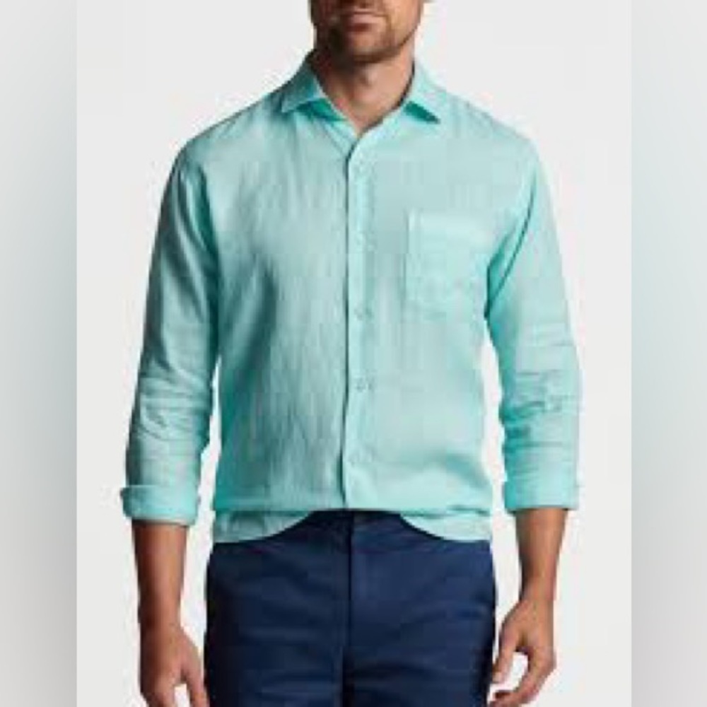 Mario Romano 100% linen button down long sleeves shirt